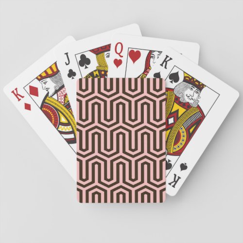 Deco Egyptian motif _ pink and chocolate Poker Cards