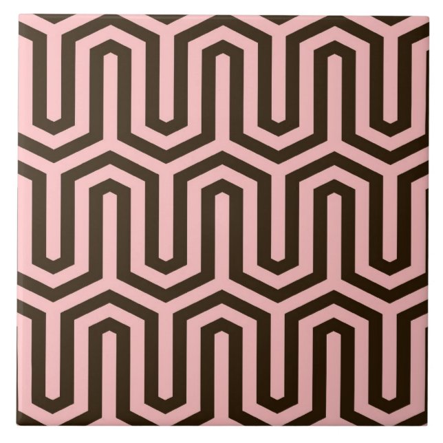 Deco Egyptian motif - pink and chocolate Tile (Front)