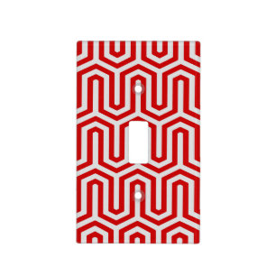 Deco Egyptian motif - red and grey Light Switch Cover