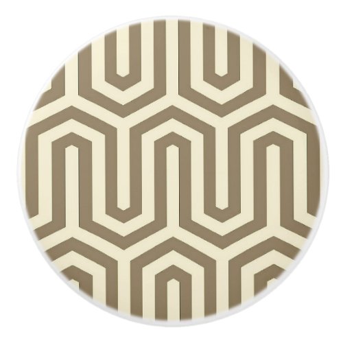 Deco Egyptian motif _ taupe and cream Ceramic Knob