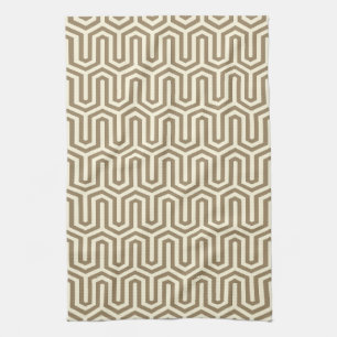 Deco Egyptian motif - taupe and cream Kitchen Towel