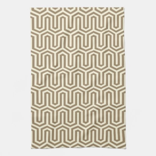 Deco Egyptian motif _ taupe and cream Kitchen Towel
