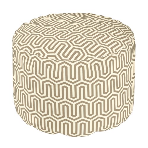Deco Egyptian motif _ taupe and cream Pouf