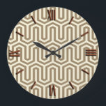 Deco Egyptian motif - taupe and white Clock<br><div class="desc">An Art Deco,  Egyptian inspired geometric motif in light taupe tan on a light cream background</div>