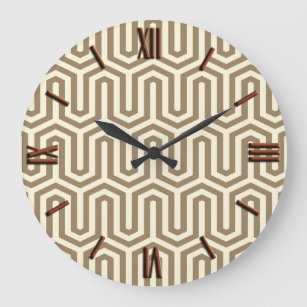 Deco Egyptian motif - taupe and white Clock