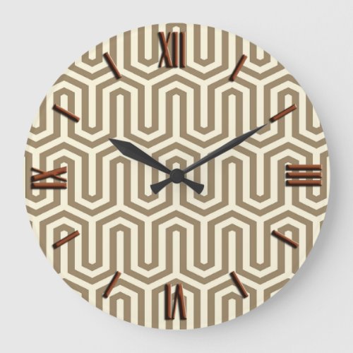 Deco Egyptian motif _ taupe and white Clock