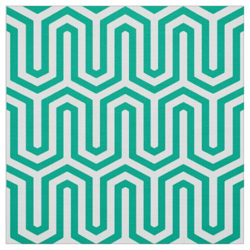 Deco Egyptian motif _ turquoise and white Fabric