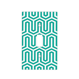 Deco Egyptian motif - turquoise and white Light Switch Cover