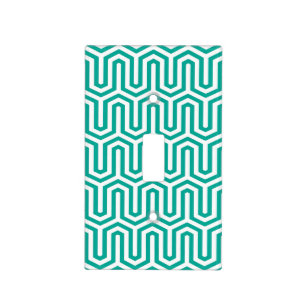 Deco Egyptian motif - turquoise and white Light Switch Cover