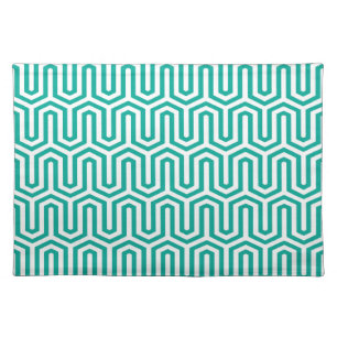 Deco Egyptian motif - turquoise and white Placemat