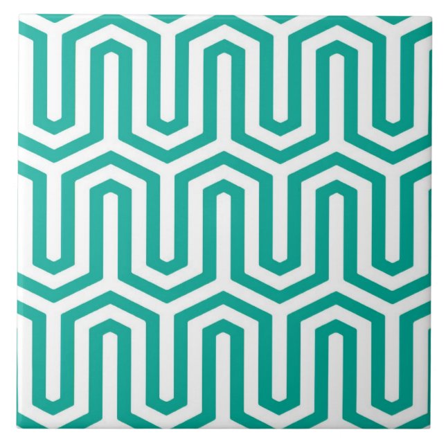 Deco Egyptian motif - turquoise and white Tile (Front)