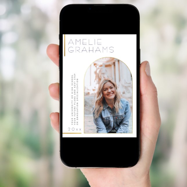 Deco | Elegant Gold Arch Graduation Announcement (Front Digital)