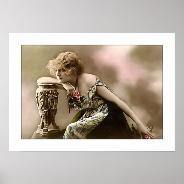 deco era girl with vase and flowers poster (Front)
