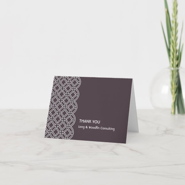 Deco espresso brown circle pattern thank you card (Front)