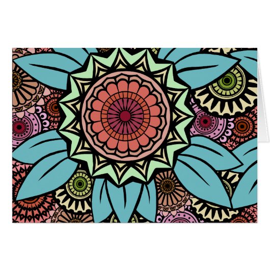 Deco Fandango in Turquoise and Orange Cards (Front Horizontal)