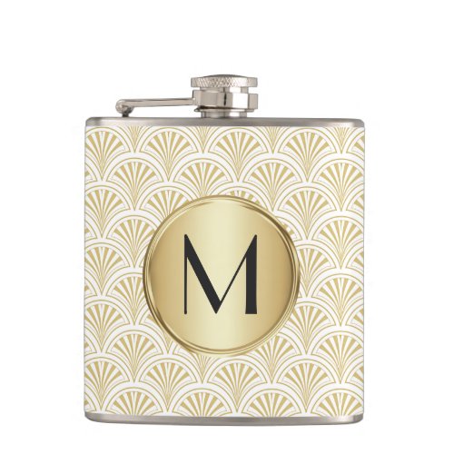 Deco Fans Pattern Monogram Flask