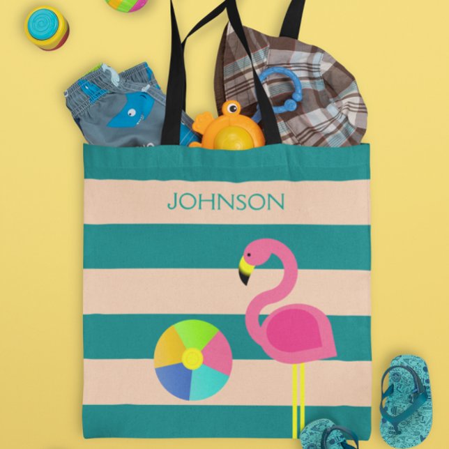 Deco Flamingo Personalized Beach Tote Bag (Creator Uploaded)