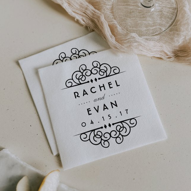 Deco Flourish Personalized Wedding Napkins (Creator Uploaded)