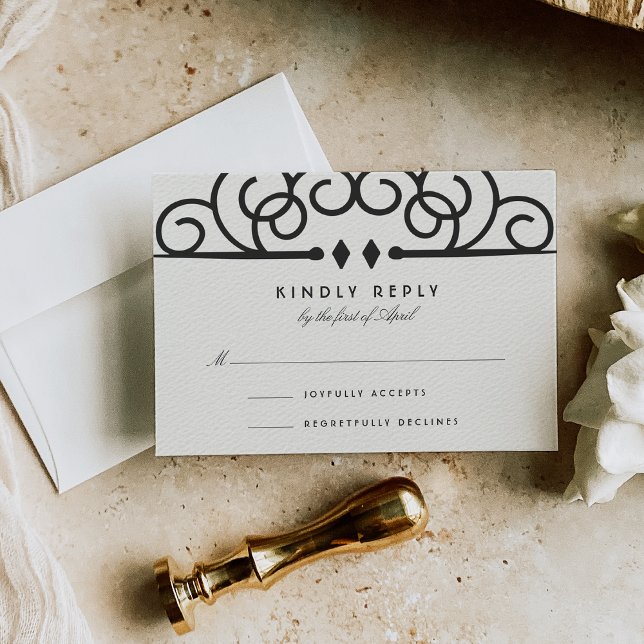 Deco Flourish Wedding RSVP Card (Creator Uploaded)