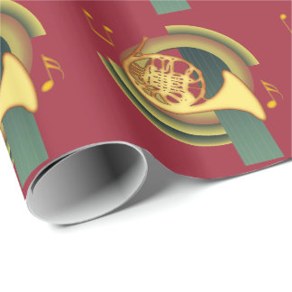 Deco French Horn Wrapping Paper