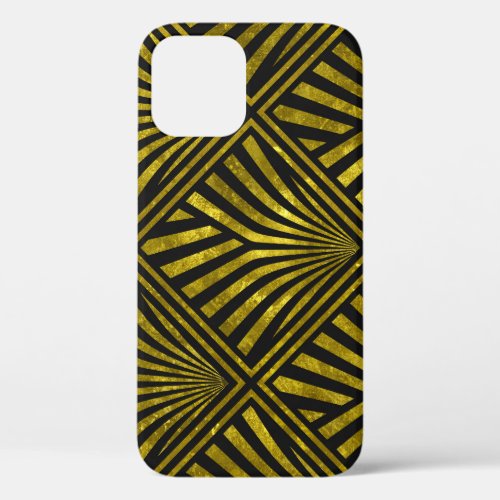 Deco Glam Gold  Black Pattern iPhone 12 Case