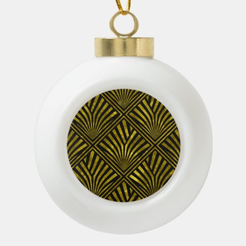 Deco Glam Gold  Black Pattern Ceramic Ball Christmas Ornament