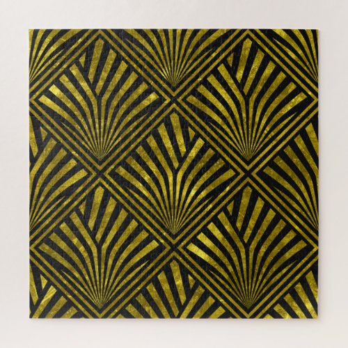 Deco Glam Gold  Black Pattern Jigsaw Puzzle