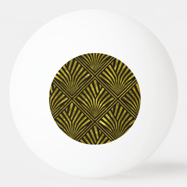 Deco Glam: Gold & Black Pattern Ping Pong Ball (Front)