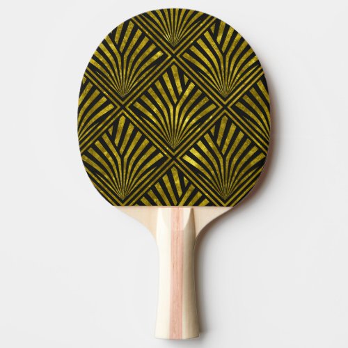 Deco Glam Gold  Black Pattern Ping Pong Paddle