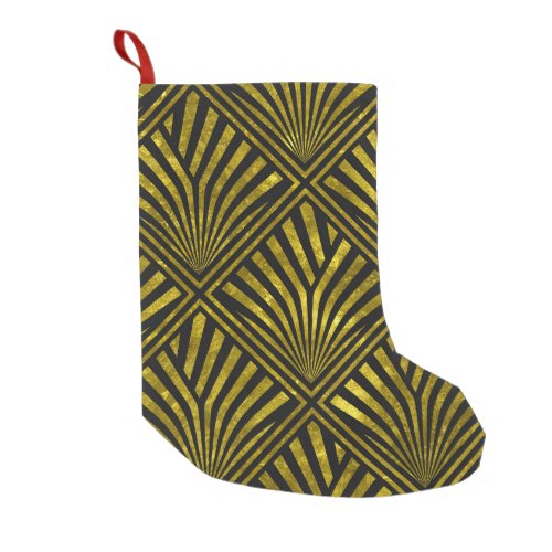 Deco Glam Gold  Black Pattern Small Christmas Stocking