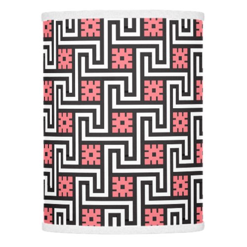 Deco Greek Key Black White and Coral Pink Lamp Shade
