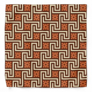 Deco Greek Key, Brown, Beige and Rust Bandana