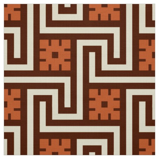 Deco Greek Key, Brown, Beige and Rust Fabric