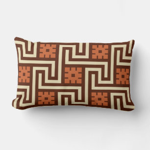 Deco Greek Key, Brown, Beige and Rust Lumbar Pillow