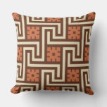 Deco Greek Key, Brown, Beige and Rust Throw Pillow