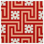 Deco Greek Key, Coral Orange and Beige Fabric