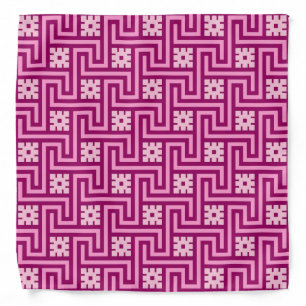 Deco Greek Key, Pink and Burgundy Bandana
