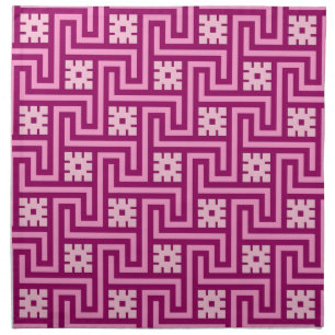 Deco Greek Key, Pink and Burgundy Cloth Napkin