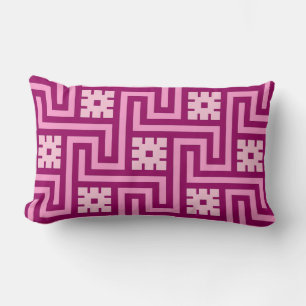 Deco Greek Key, Pink and Burgundy Lumbar Pillow