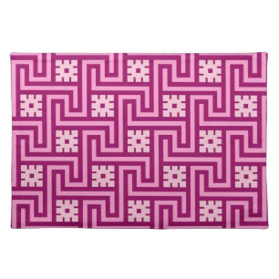 Deco Greek Key, Pink and Burgundy Placemat