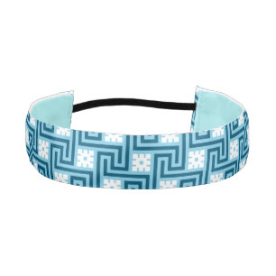 Deco Greek Key, Sky Blue and Navy Athletic Headband