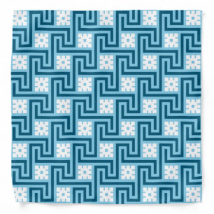 Deco Greek Key, Sky Blue and Navy Bandana