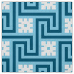 Deco Greek Key, Sky Blue and Navy Fabric