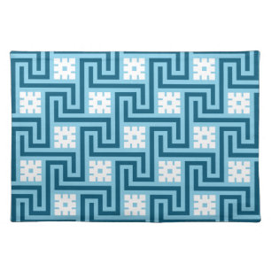 Deco Greek Key, Sky Blue and Navy Placemat