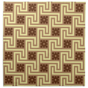 Deco Greek Key, Tan, Brown and Yellow Cloth Napkin