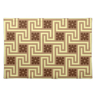 Deco Greek Key, Tan, Brown and Yellow Placemat