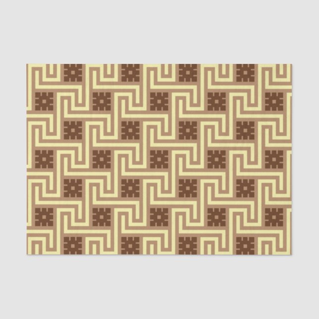 Deco Greek Key, Tan, Brown and Yellow Tissue Paper (Front)