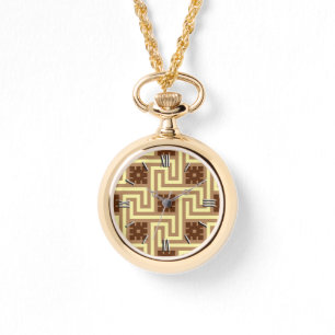 Deco Greek Key, Tan, Brown and Yellow Watch