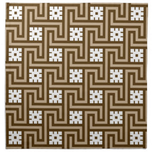 Deco Greek Key, Taupe Tan and Brown Cloth Napkin