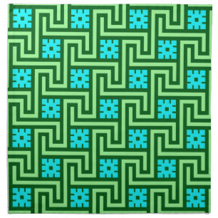 Deco Greek Key, Turquoise and Jade Green Napkin